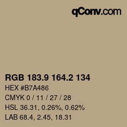 Color code: RGB 183.9 164.2 134 | qconv.com