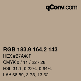 Color code: RGB 183.9 164.2 143 | qconv.com