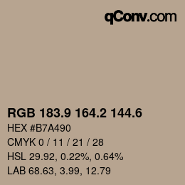 カラーコード: RGB 183.9 164.2 144.6 | qconv.com
