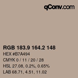 Color code: RGB 183.9 164.2 148 | qconv.com