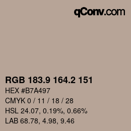 Color code: RGB 183.9 164.2 151 | qconv.com