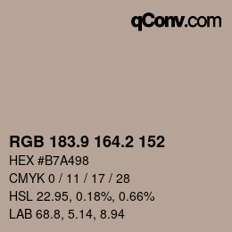 Color code: RGB 183.9 164.2 152 | qconv.com
