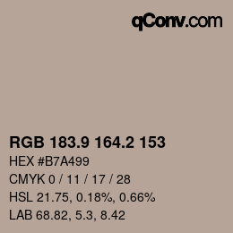 Color code: RGB 183.9 164.2 153 | qconv.com