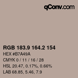 Color code: RGB 183.9 164.2 154 | qconv.com