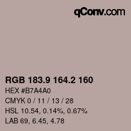 カラーコード: RGB 183.9 164.2 160 | qconv.com