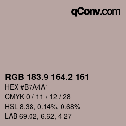 Color code: RGB 183.9 164.2 161 | qconv.com