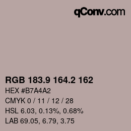 Farbcode: RGB 183.9 164.2 162 | qconv.com