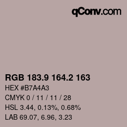 カラーコード: RGB 183.9 164.2 163 | qconv.com