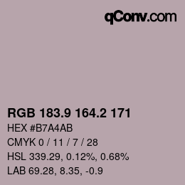 Color code: RGB 183.9 164.2 171 | qconv.com