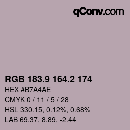 Color code: RGB 183.9 164.2 174 | qconv.com