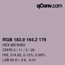 Farbcode: RGB 183.9 164.2 179 | qconv.com