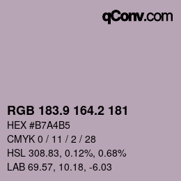 Color code: RGB 183.9 164.2 181 | qconv.com