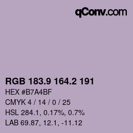 Color code: RGB 183.9 164.2 191 | qconv.com