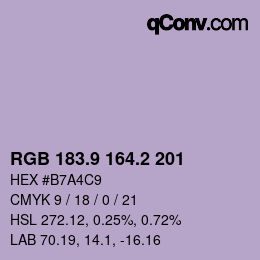 Color code: RGB 183.9 164.2 201 | qconv.com