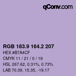 Color code: RGB 183.9 164.2 207 | qconv.com