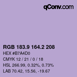 Color code: RGB 183.9 164.2 208 | qconv.com