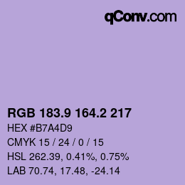 Color code: RGB 183.9 164.2 217 | qconv.com