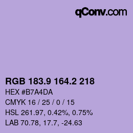Color code: RGB 183.9 164.2 218 | qconv.com
