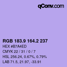 Color code: RGB 183.9 164.2 237 | qconv.com