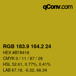 カラーコード: RGB 183.9 164.2 24 | qconv.com