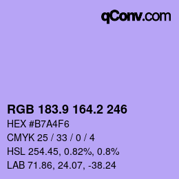 Color code: RGB 183.9 164.2 246 | qconv.com