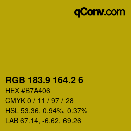 カラーコード: RGB 183.9 164.2 6 | qconv.com