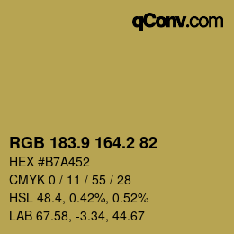 Color code: RGB 183.9 164.2 82 | qconv.com