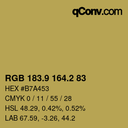 Color code: RGB 183.9 164.2 83 | qconv.com