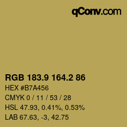 Color code: RGB 183.9 164.2 86 | qconv.com