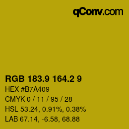 カラーコード: RGB 183.9 164.2 9 | qconv.com