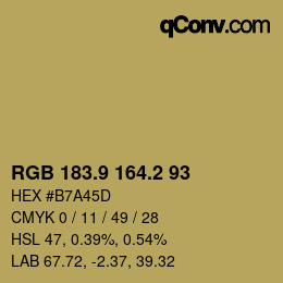 Color code: RGB 183.9 164.2 93 | qconv.com