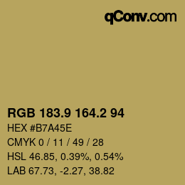 Color code: RGB 183.9 164.2 94 | qconv.com