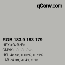 Color code: RGB 183.9 183 179 | qconv.com