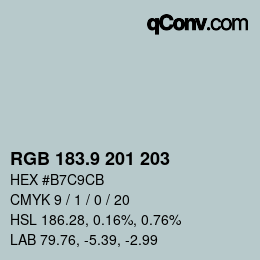 Color code: RGB 183.9 201 203 | qconv.com