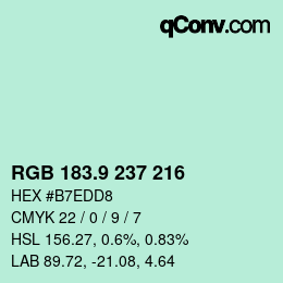 カラーコード: RGB 183.9 237 216 | qconv.com