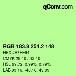 カラーコード: RGB 183.9 254.2 148 | qconv.com