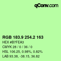 カラーコード: RGB 183.9 254.2 163 | qconv.com