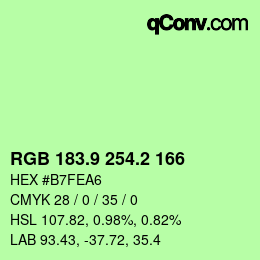 カラーコード: RGB 183.9 254.2 166 | qconv.com