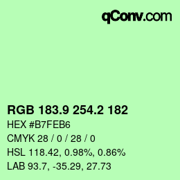 カラーコード: RGB 183.9 254.2 182 | qconv.com