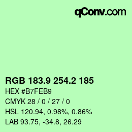 カラーコード: RGB 183.9 254.2 185 | qconv.com