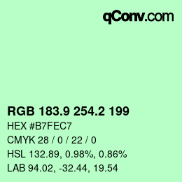 カラーコード: RGB 183.9 254.2 199 | qconv.com