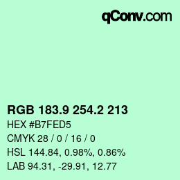 カラーコード: RGB 183.9 254.2 213 | qconv.com