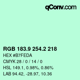 カラーコード: RGB 183.9 254.2 218 | qconv.com