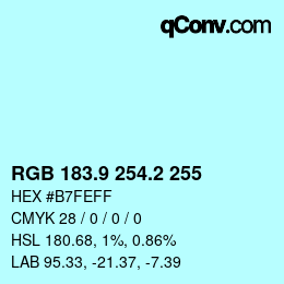 Color code: RGB 183.9 254.2 255 | qconv.com