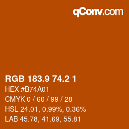 カラーコード: RGB 183.9 74.2 1 | qconv.com