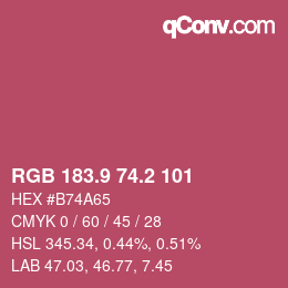 Color code: RGB 183.9 74.2 101 | qconv.com