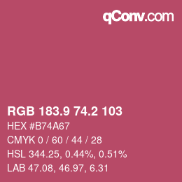 カラーコード: RGB 183.9 74.2 103 | qconv.com