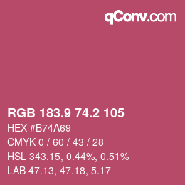 カラーコード: RGB 183.9 74.2 105 | qconv.com