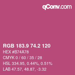 カラーコード: RGB 183.9 74.2 120 | qconv.com
