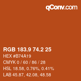 Color code: RGB 183.9 74.2 25 | qconv.com